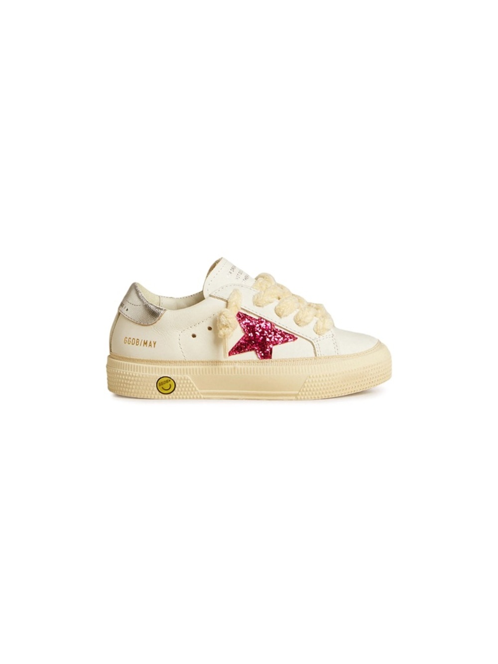 Golden Goose Kids Sneaker with Pink Glitter Star on Cream